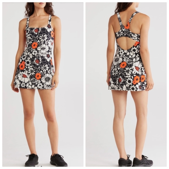 New Free People Movement Never Better Printed Dress Graphic Floral Tuxedo XS NWT - Picture 7 of 10